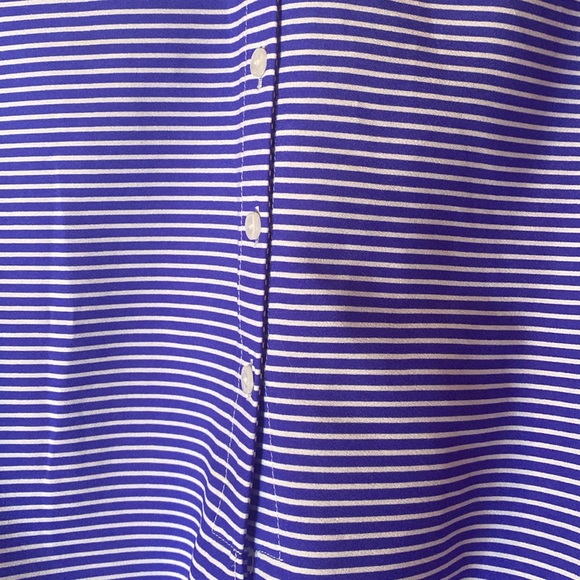Talbots striped button front split neck blouse tie front - Picture 5 of 7